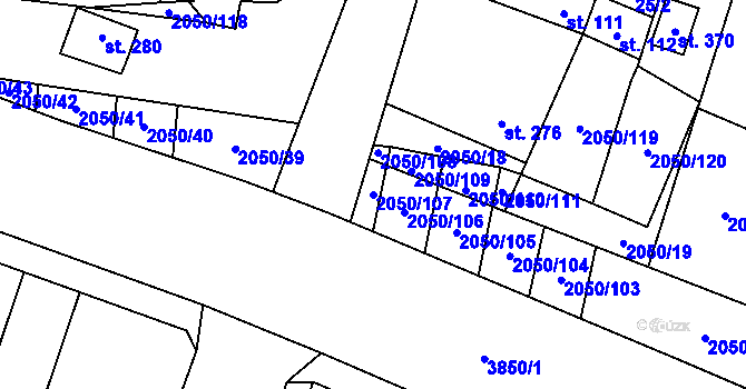 Parcela st. 2050/107 v KÚ Blatnička, Katastrální mapa