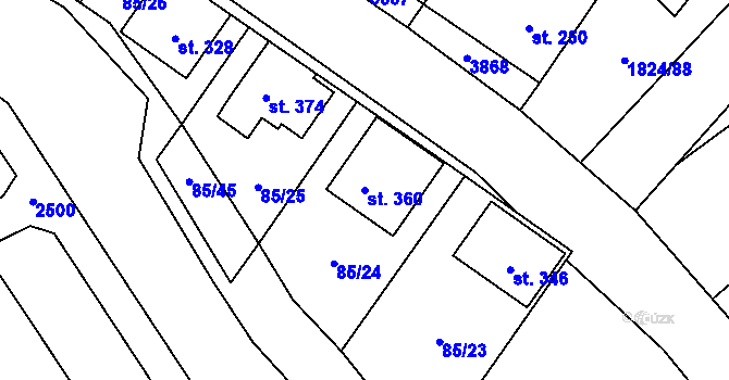 Parcela st. 360 v KÚ Blatnička, Katastrální mapa