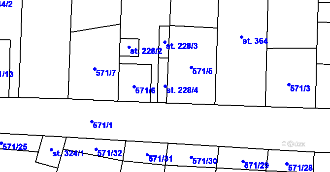Parcela st. 228/4 v KÚ Blatnička, Katastrální mapa