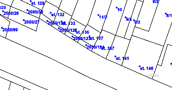 Parcela st. 2050/124 v KÚ Blatnička, Katastrální mapa
