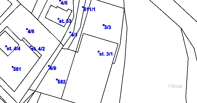 Parcela st. 3/1 v KÚ Bečov, Katastrální mapa