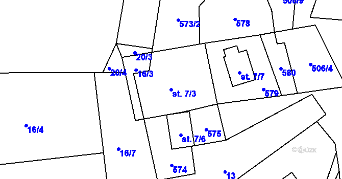 Parcela st. 7/3 v KÚ Bečov, Katastrální mapa