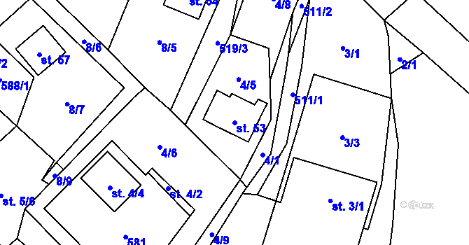 Parcela st. 53 v KÚ Bečov, Katastrální mapa