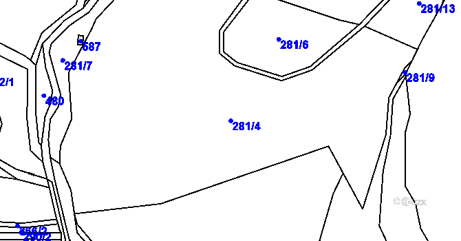 Parcela st. 281/4 v KÚ Bečov, Katastrální mapa