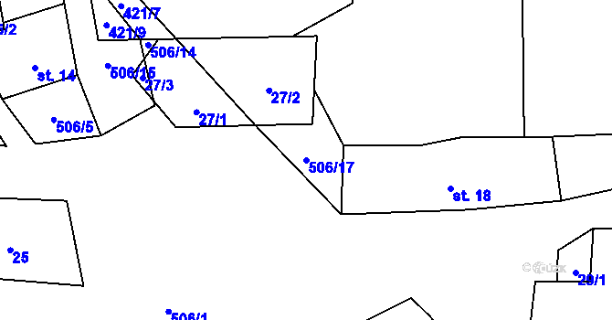 Parcela st. 506/17 v KÚ Bečov, Katastrální mapa
