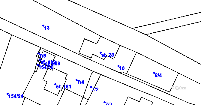 Parcela st. 28 v KÚ Blatno u Chomutova, Katastrální mapa