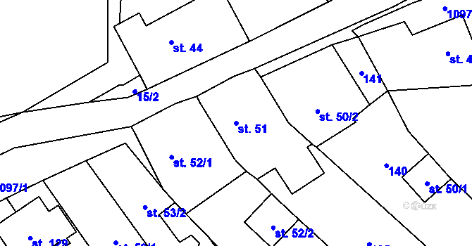 Parcela st. 51 v KÚ Blatno u Chomutova, Katastrální mapa