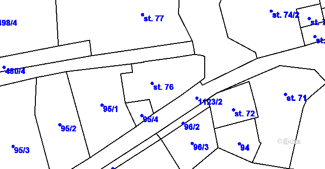 Parcela st. 76 v KÚ Blatno u Chomutova, Katastrální mapa