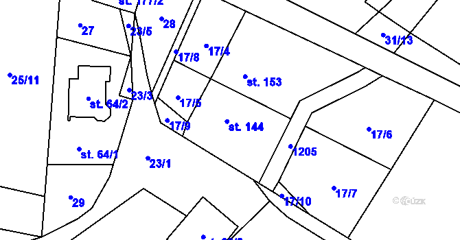 Parcela st. 144 v KÚ Blatno u Chomutova, Katastrální mapa