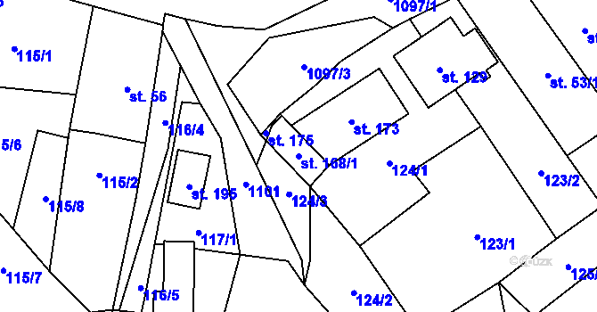 Parcela st. 168/1 v KÚ Blatno u Chomutova, Katastrální mapa