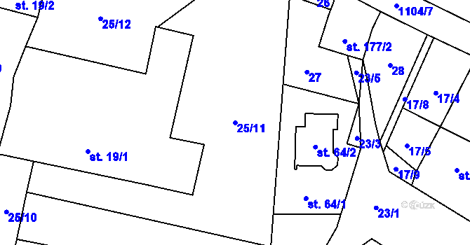 Parcela st. 25/11 v KÚ Blatno u Chomutova, Katastrální mapa