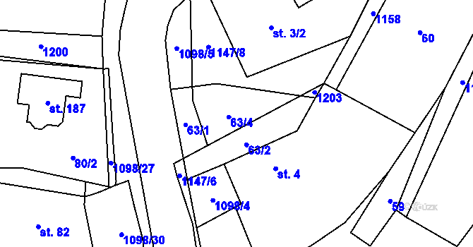 Parcela st. 63 v KÚ Blatno u Chomutova, Katastrální mapa