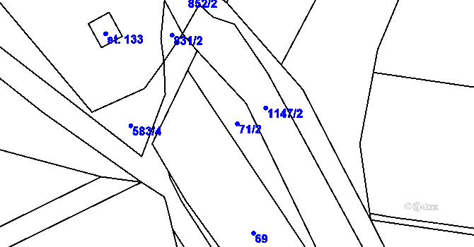 Parcela st. 71/2 v KÚ Blatno u Chomutova, Katastrální mapa