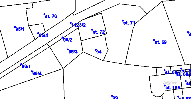 Parcela st. 94 v KÚ Blatno u Chomutova, Katastrální mapa