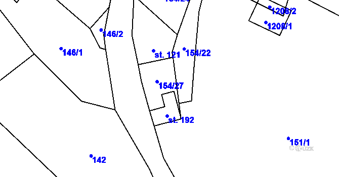 Parcela st. 154/28 v KÚ Blatno u Chomutova, Katastrální mapa