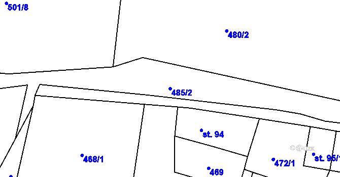 Parcela st. 485/2 v KÚ Blatno u Chomutova, Katastrální mapa