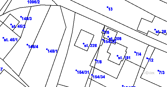 Parcela st. 228 v KÚ Blatno u Chomutova, Katastrální mapa