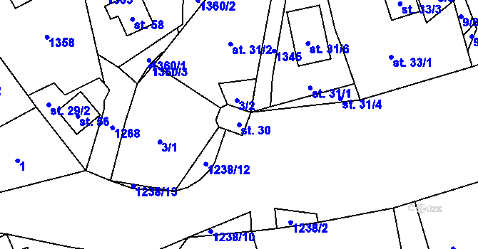 Parcela st. 30 v KÚ Hrádečná, Katastrální mapa