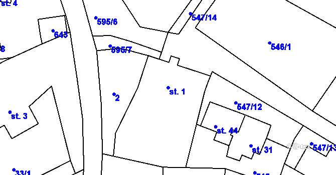 Parcela st. 1 v KÚ Květnov u Chomutova, Katastrální mapa