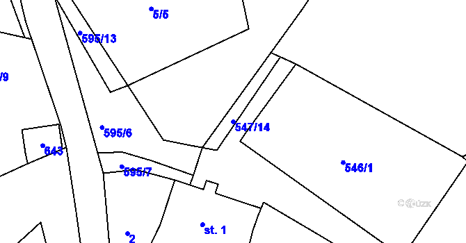 Parcela st. 547/14 v KÚ Květnov u Chomutova, Katastrální mapa