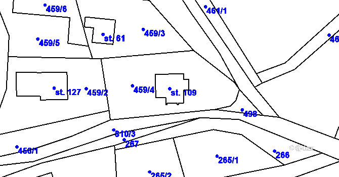 Parcela st. 109 v KÚ Mezihoří u Chomutova, Katastrální mapa