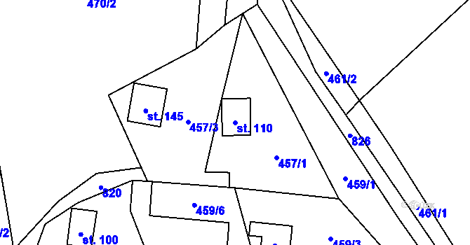 Parcela st. 110 v KÚ Mezihoří u Chomutova, Katastrální mapa
