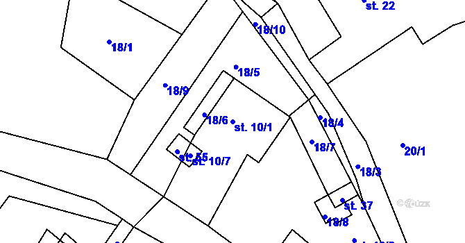 Parcela st. 10/1 v KÚ Šerchov, Katastrální mapa