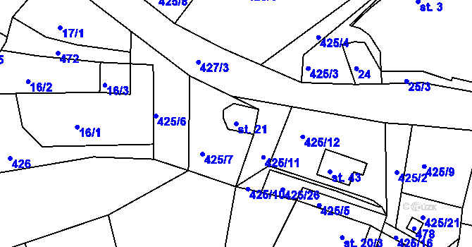 Parcela st. 21 v KÚ Šerchov, Katastrální mapa