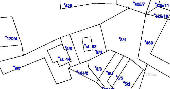 Parcela st. 32 v KÚ Šerchov, Katastrální mapa