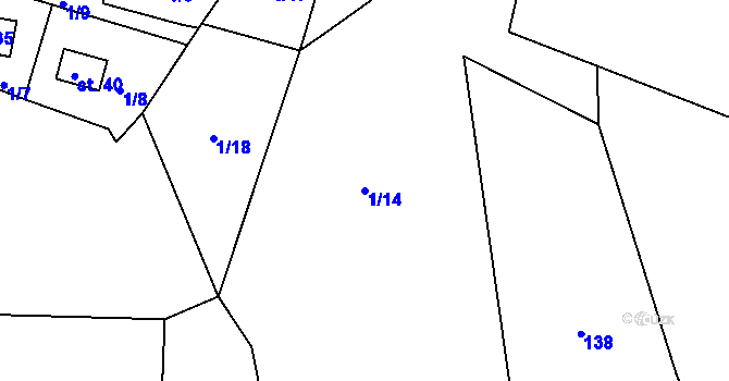 Parcela st. 1/14 v KÚ Šerchov, Katastrální mapa