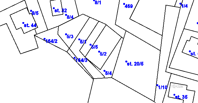 Parcela st. 5/2 v KÚ Šerchov, Katastrální mapa