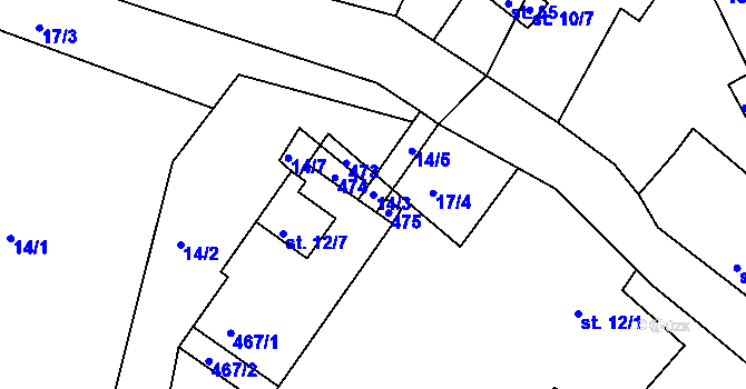 Parcela st. 14/3 v KÚ Šerchov, Katastrální mapa