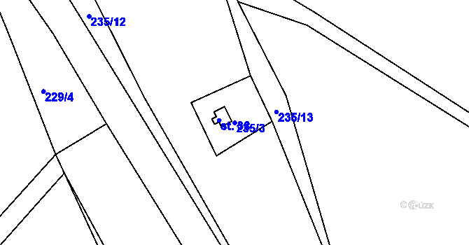 Parcela st. 235/3 v KÚ Šerchov, Katastrální mapa