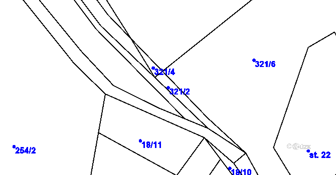 Parcela st. 321/2 v KÚ Šerchov, Katastrální mapa