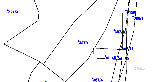 Parcela st. 387/1 v KÚ Šerchov, Katastrální mapa