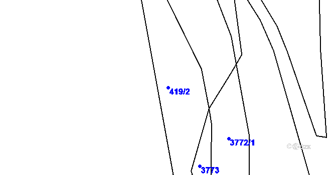 Parcela st. 419/2 v KÚ Šerchov, Katastrální mapa