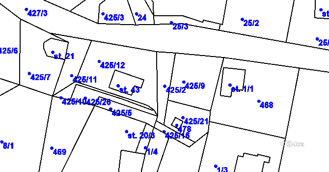 Parcela st. 425/2 v KÚ Šerchov, Katastrální mapa
