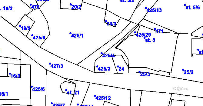 Parcela st. 425/4 v KÚ Šerchov, Katastrální mapa
