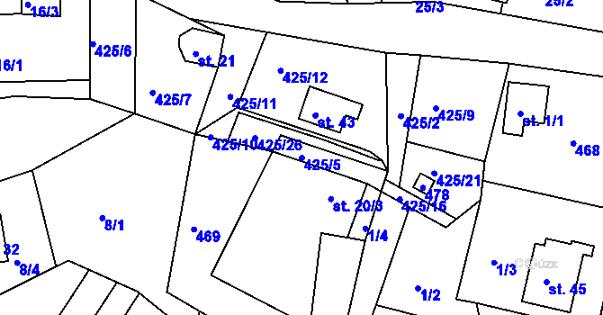Parcela st. 425/5 v KÚ Šerchov, Katastrální mapa