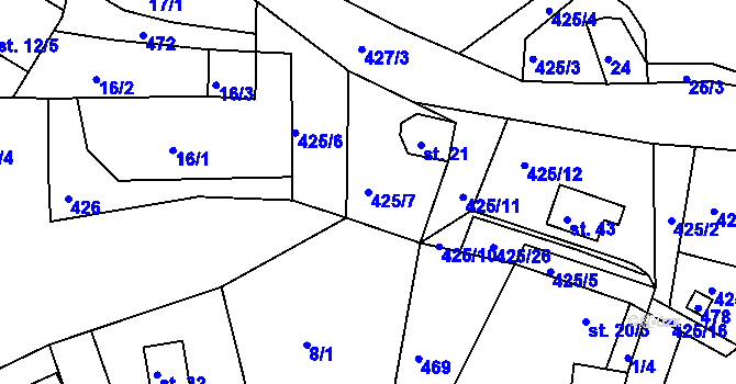 Parcela st. 425/7 v KÚ Šerchov, Katastrální mapa