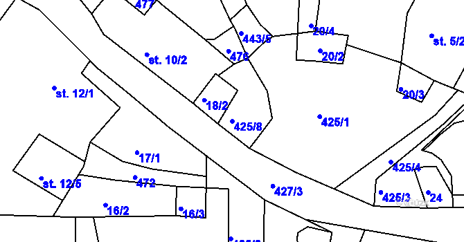 Parcela st. 425/8 v KÚ Šerchov, Katastrální mapa