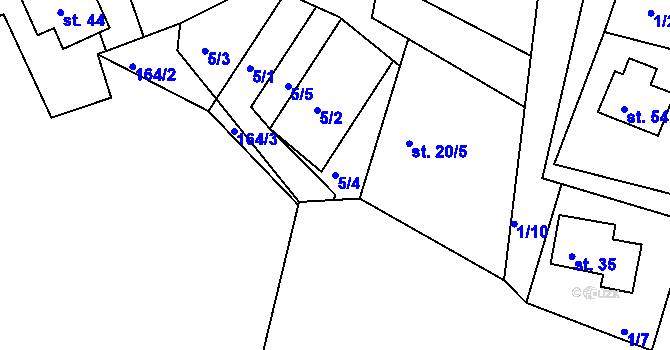 Parcela st. 5/4 v KÚ Šerchov, Katastrální mapa