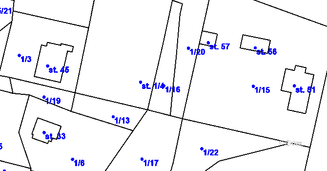 Parcela st. 1/16 v KÚ Šerchov, Katastrální mapa