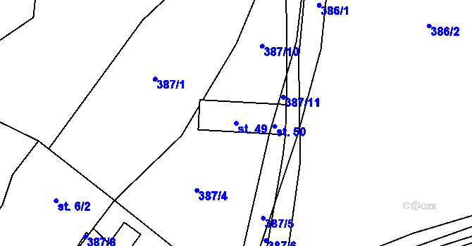 Parcela st. 49 v KÚ Šerchov, Katastrální mapa