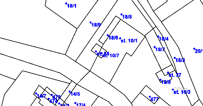 Parcela st. 10/7 v KÚ Šerchov, Katastrální mapa