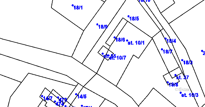 Parcela st. 55 v KÚ Šerchov, Katastrální mapa