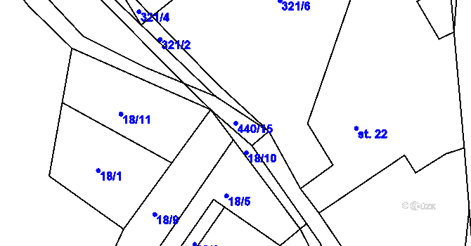 Parcela st. 440/15 v KÚ Šerchov, Katastrální mapa