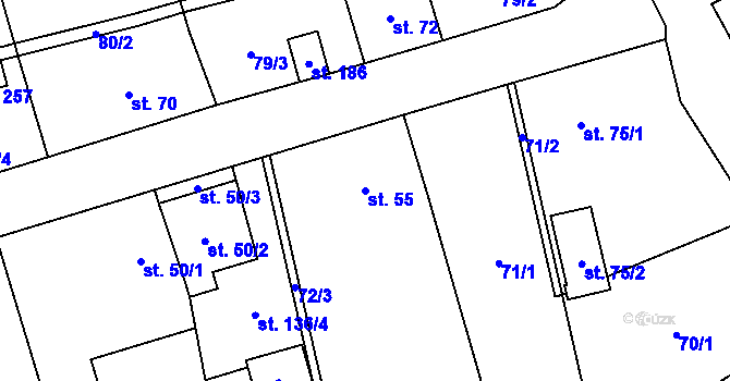Parcela st. 55 v KÚ Blatno u Podbořan, Katastrální mapa