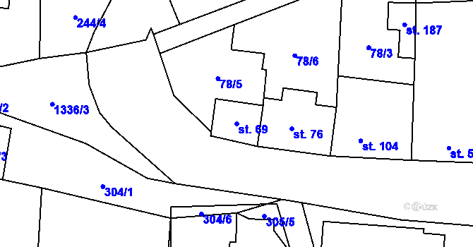 Parcela st. 69 v KÚ Blatno u Podbořan, Katastrální mapa