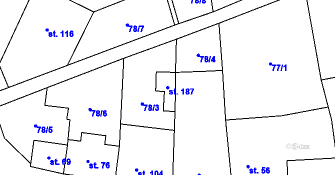 Parcela st. 187 v KÚ Blatno u Podbořan, Katastrální mapa